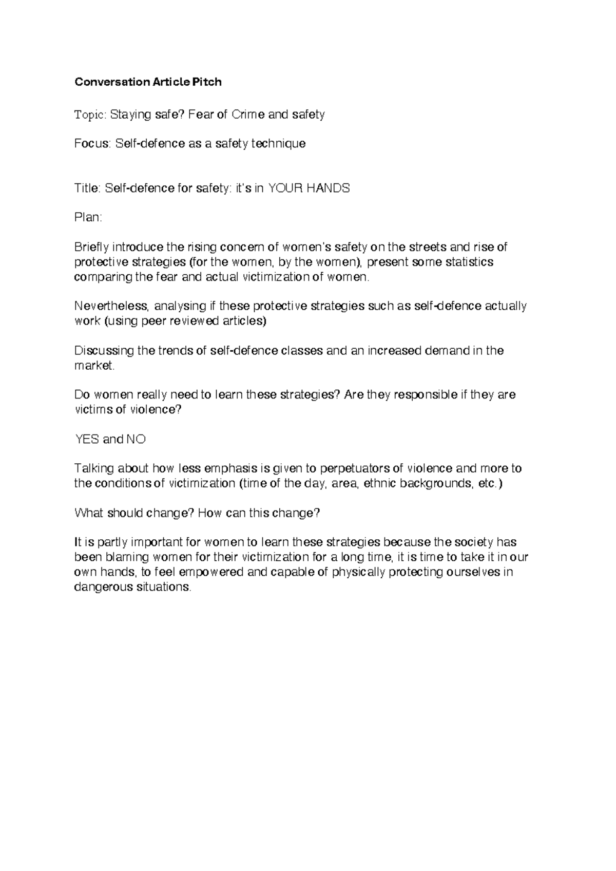 Conversation Article Pitch: Staying Safe? Fear of Crime & Women's ...