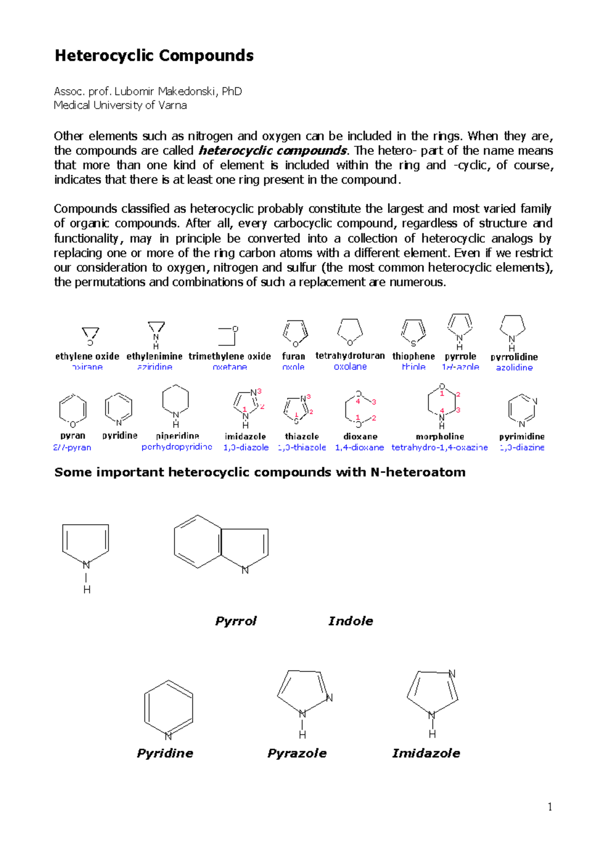 Heterocyclic Compounds: Structure, Properties, and Applications - Studocu