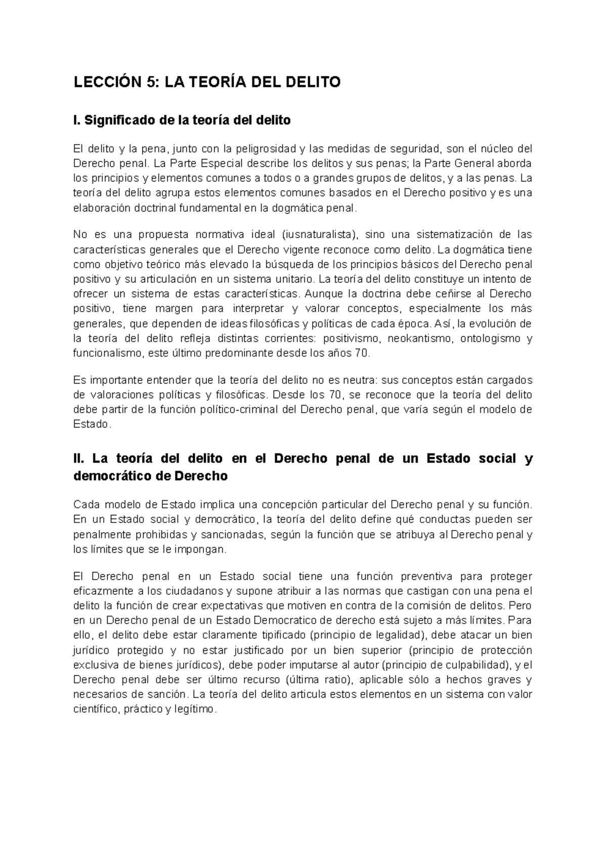 LECCIÓN 5: TEORÍA DEL DELITO I - Análisis y Conceptos Clave - Studocu