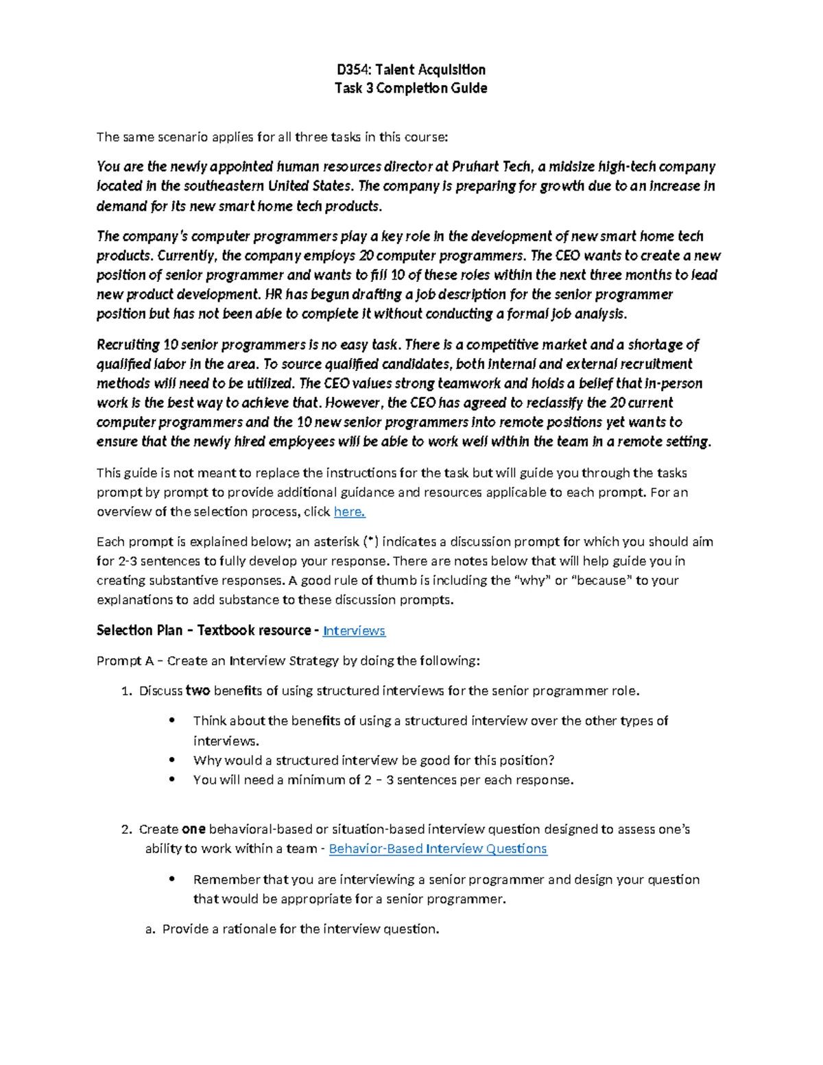 D354 Task 1 Guide - Workforce Planning and Job Enrichment ...