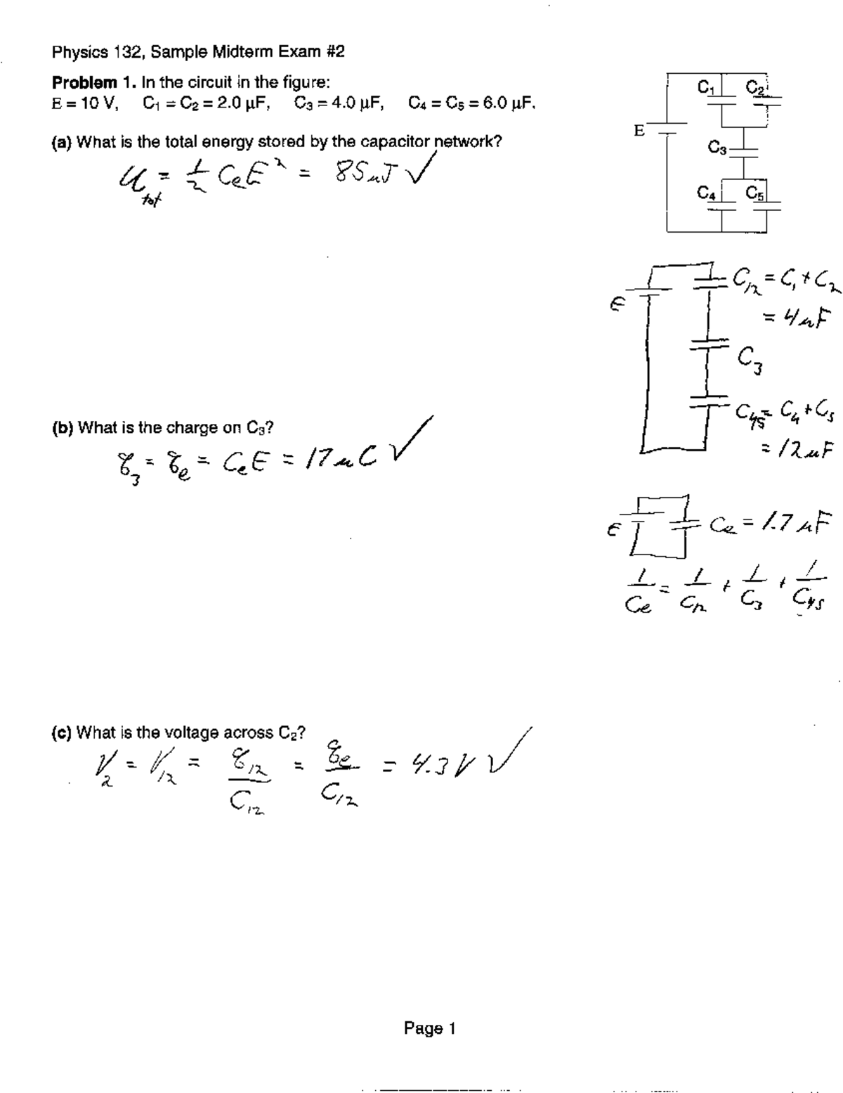 Physics 132, Sample Midterm Exam Solutions for Problem 4 - Studocu