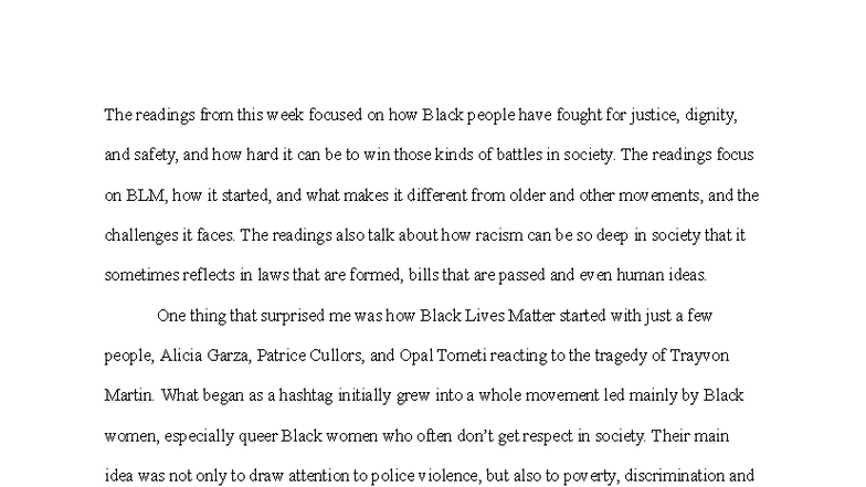 Polsci 3PB3 - Reading Response: The Evolution of BLM and ...