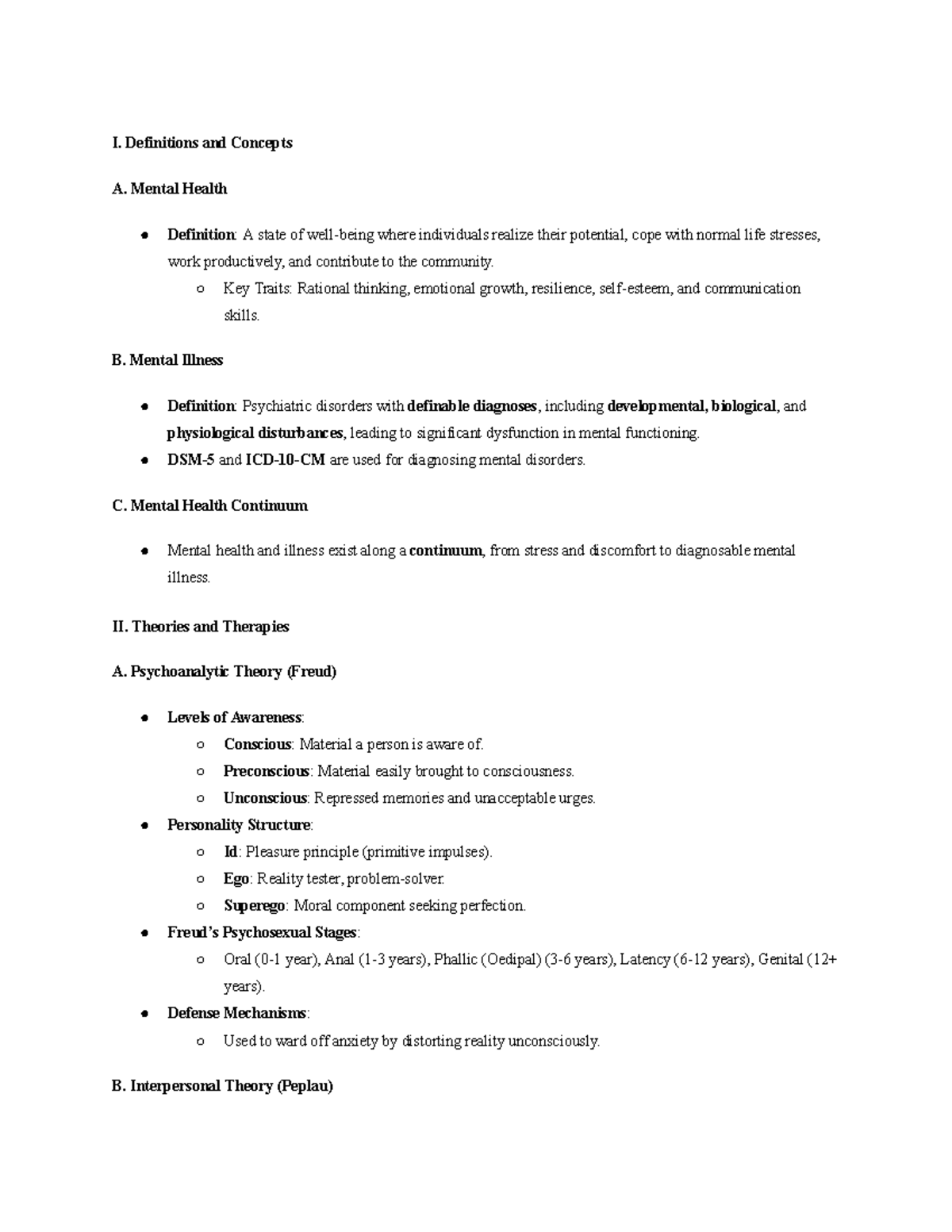 Psych Exam 1: Key Concepts and Theories in Mental Health - Studocu