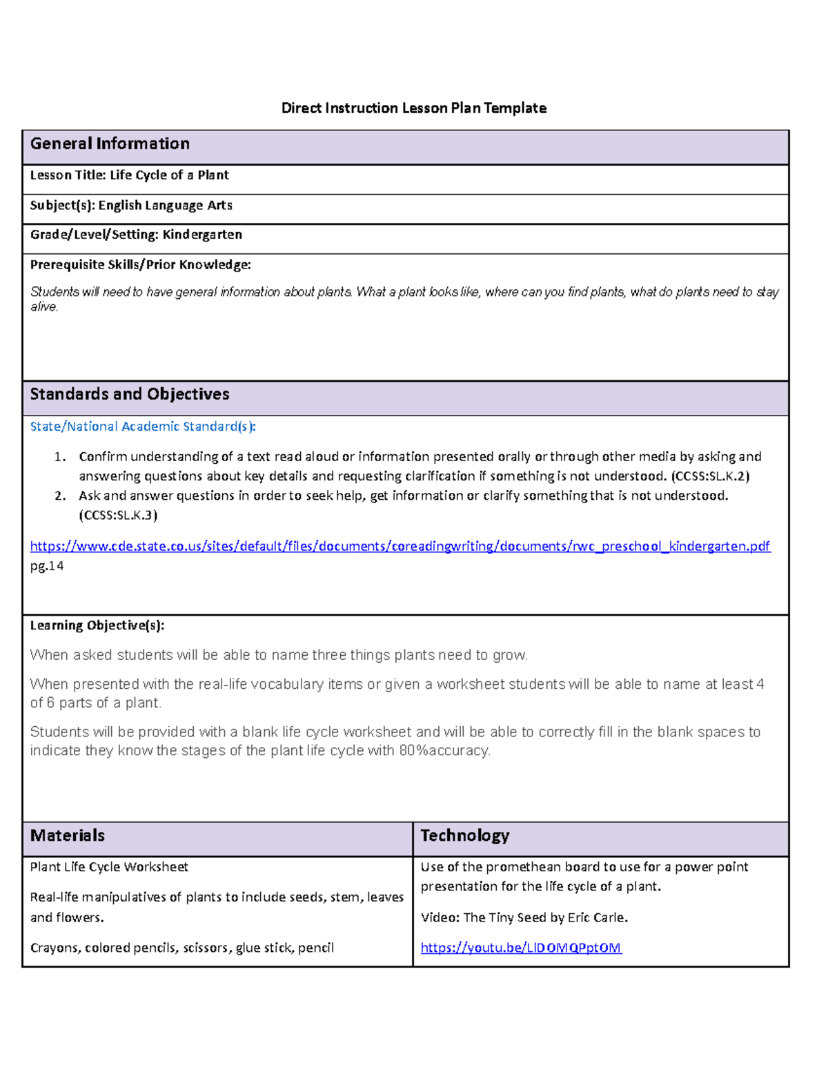 D171 Task 2 - Task 2 - Direct Instruction Lesson Plan Template General ...