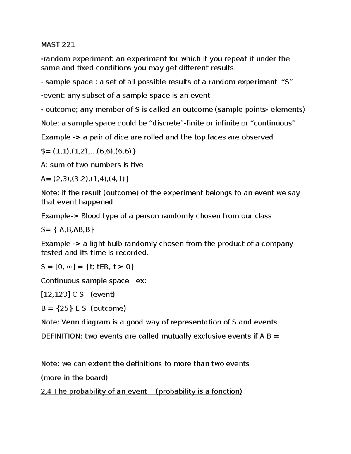 Mast 221 notes: understanding experiments and probability concepts ...