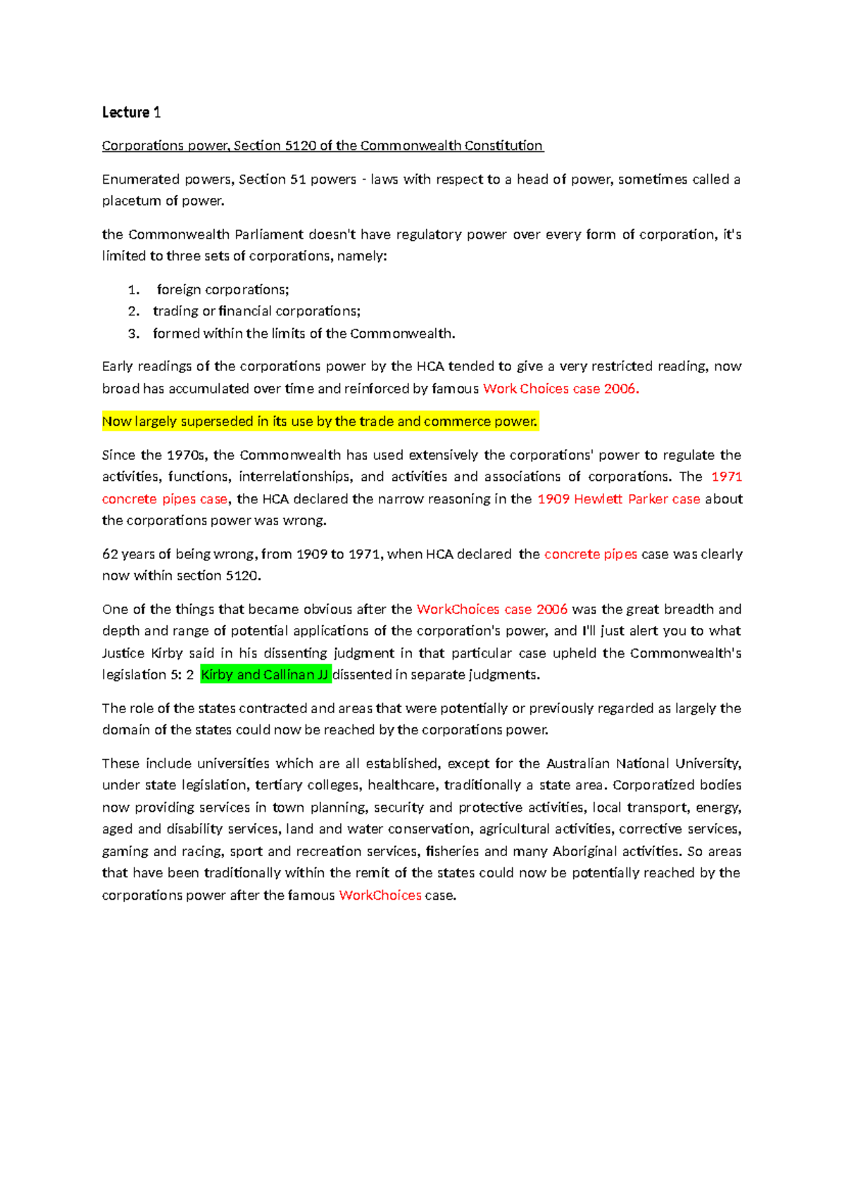 Analyzing Corporations Power: Section 51 & Section 5120 Insights - Studocu