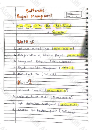 SPM Unit 2 - Agile Methodologies and Extreme Programming Overview - Studocu