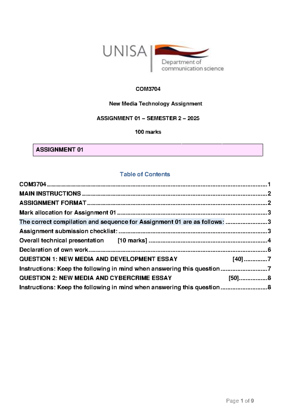 COM3704 New Media Technology Assignment 01: Essays on Development ...