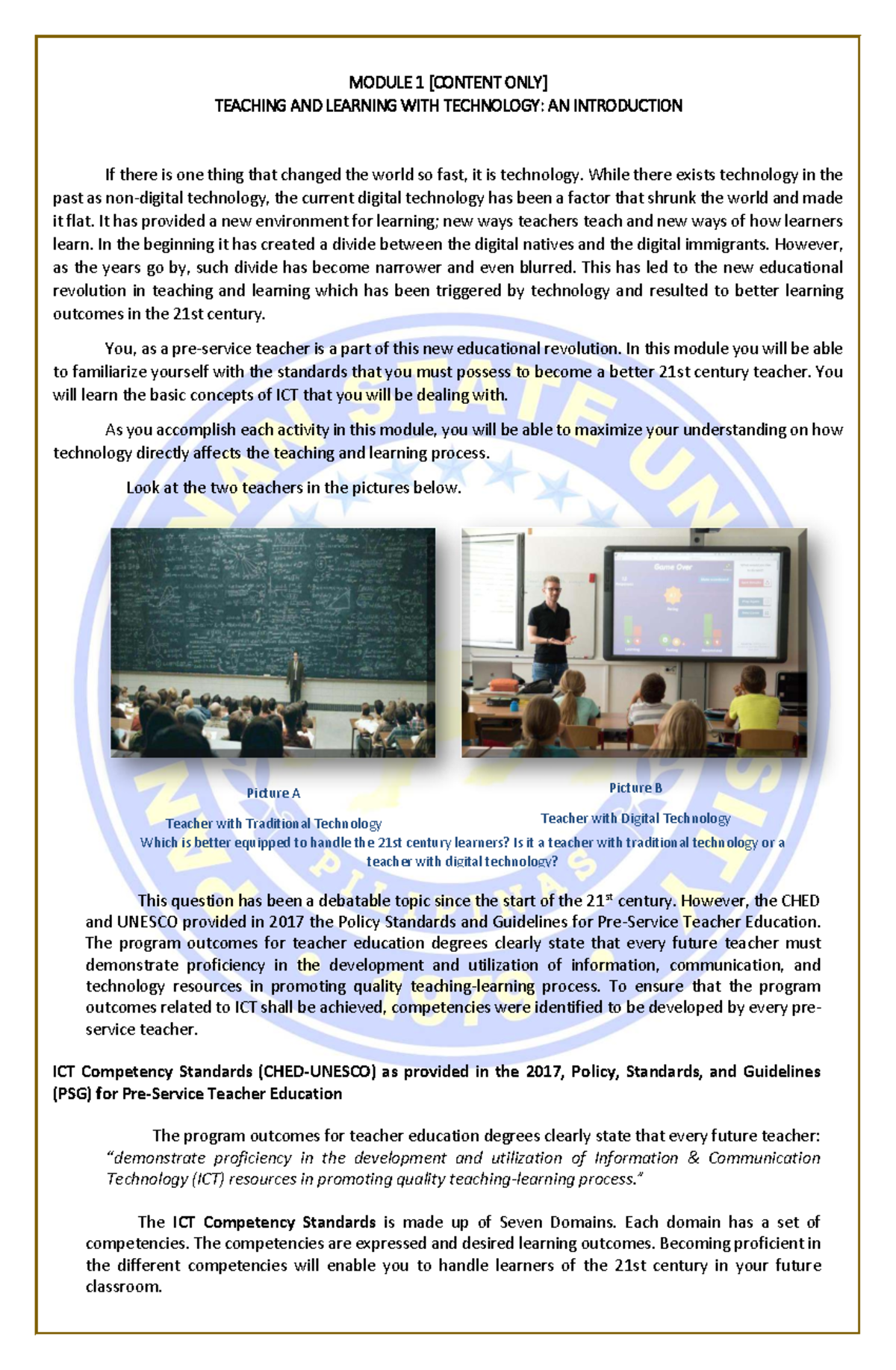 MODULE 1: TEACHING & LEARNING WITH TECHNOLOGY OVERVIEW - Studocu