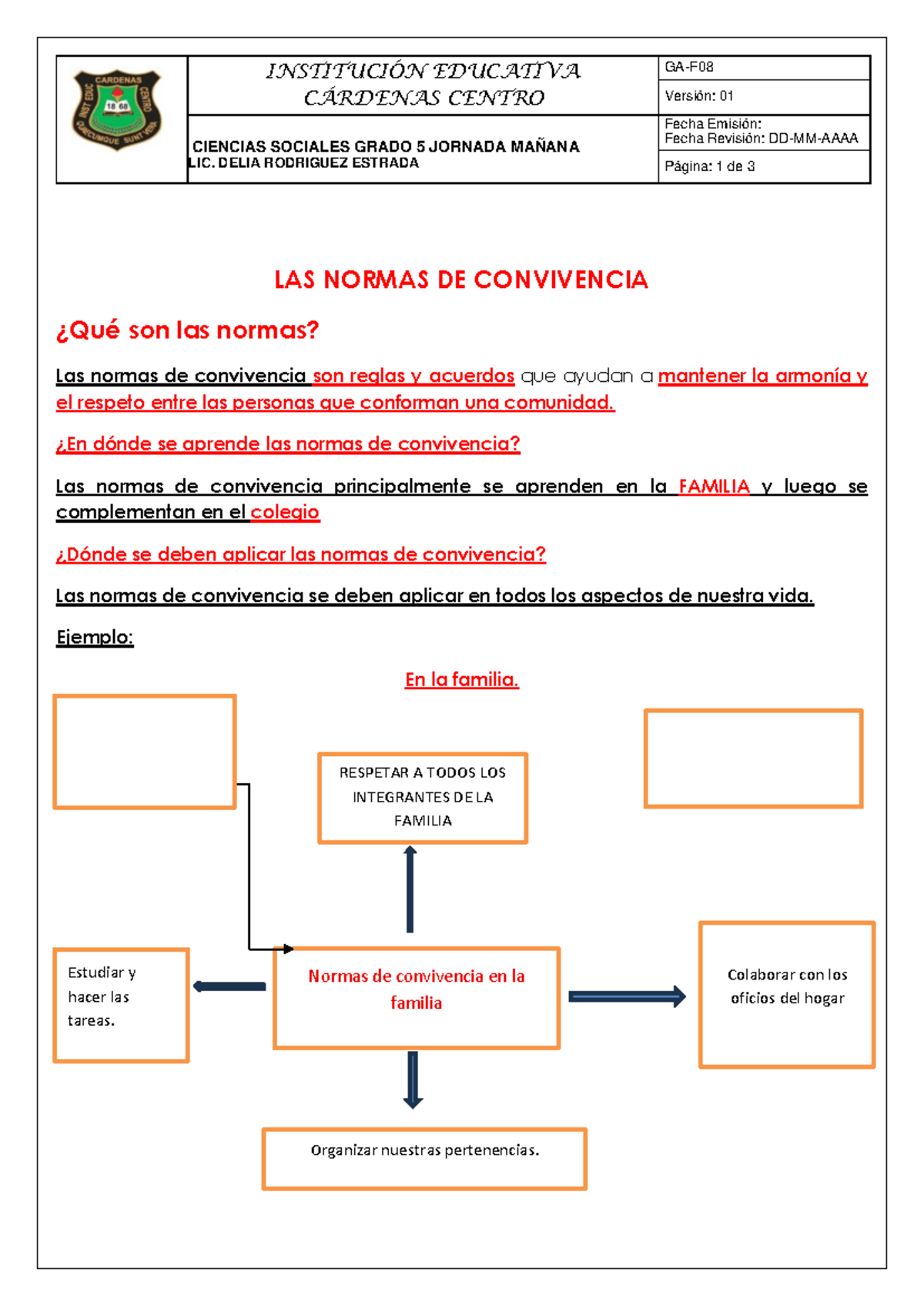 Normas de Convivencia - Ciencias Sociales Grado 5 – 2025 - Studocu