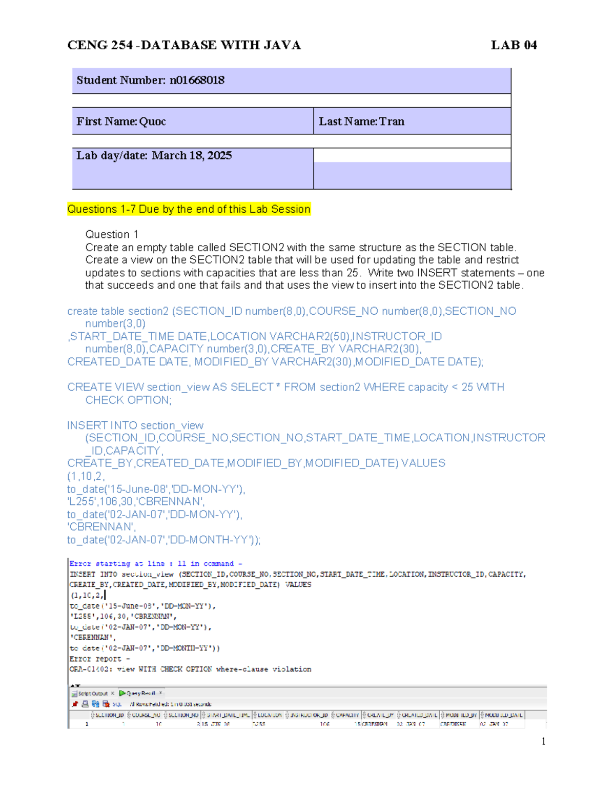 CENG 254 Lab 04: Java Database Operations and Queries - Studocu