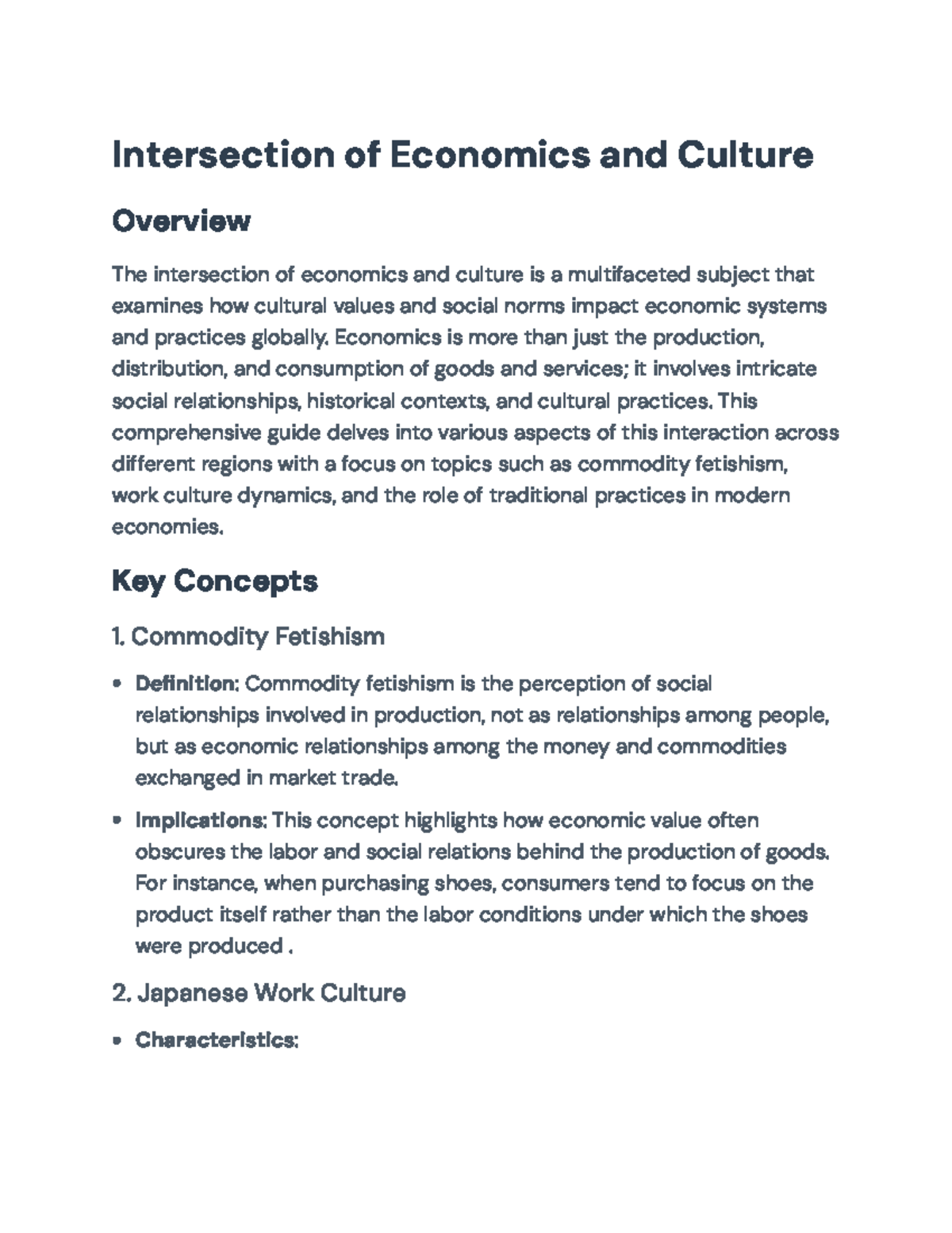 Intersection of Economics and Culture: Key Concepts Explored ...