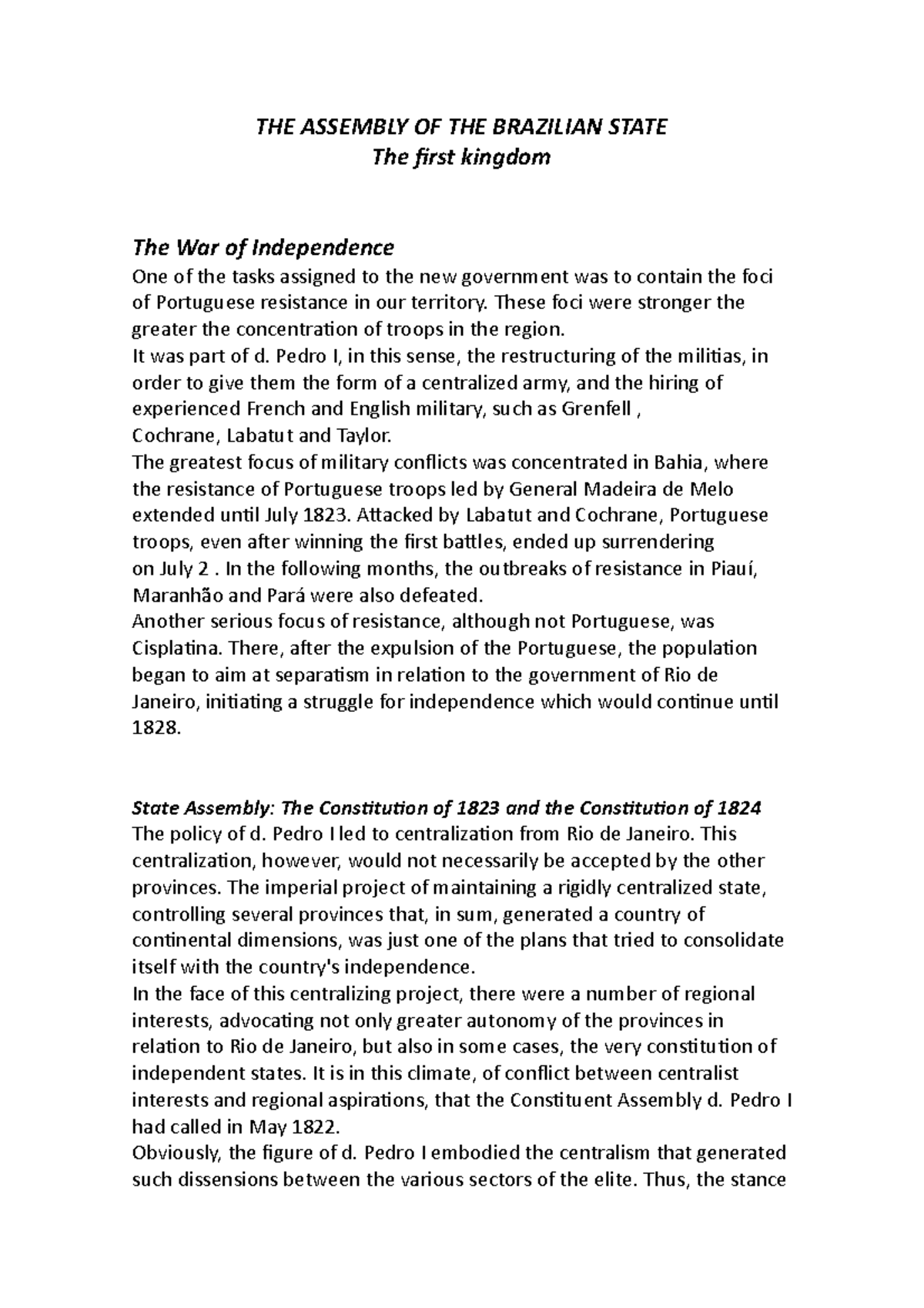 THE Assembly OF THE Brazilian State - THE ASSEMBLY OF THE BRAZILIAN ...