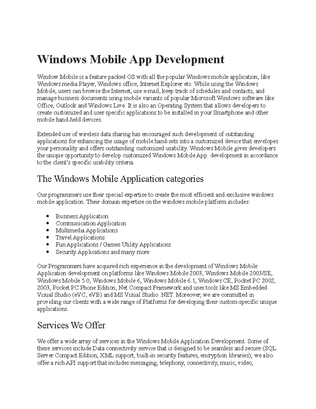 Windows Mobile App Development - Windows Mobile App Development Window ...