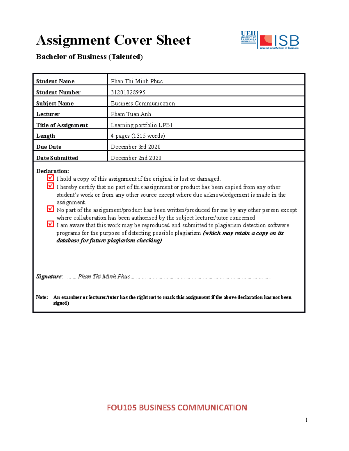 LPB1 312010 28995 Phan Thi Minh Phuc BC2 - Assignment Cover Sheet ...
