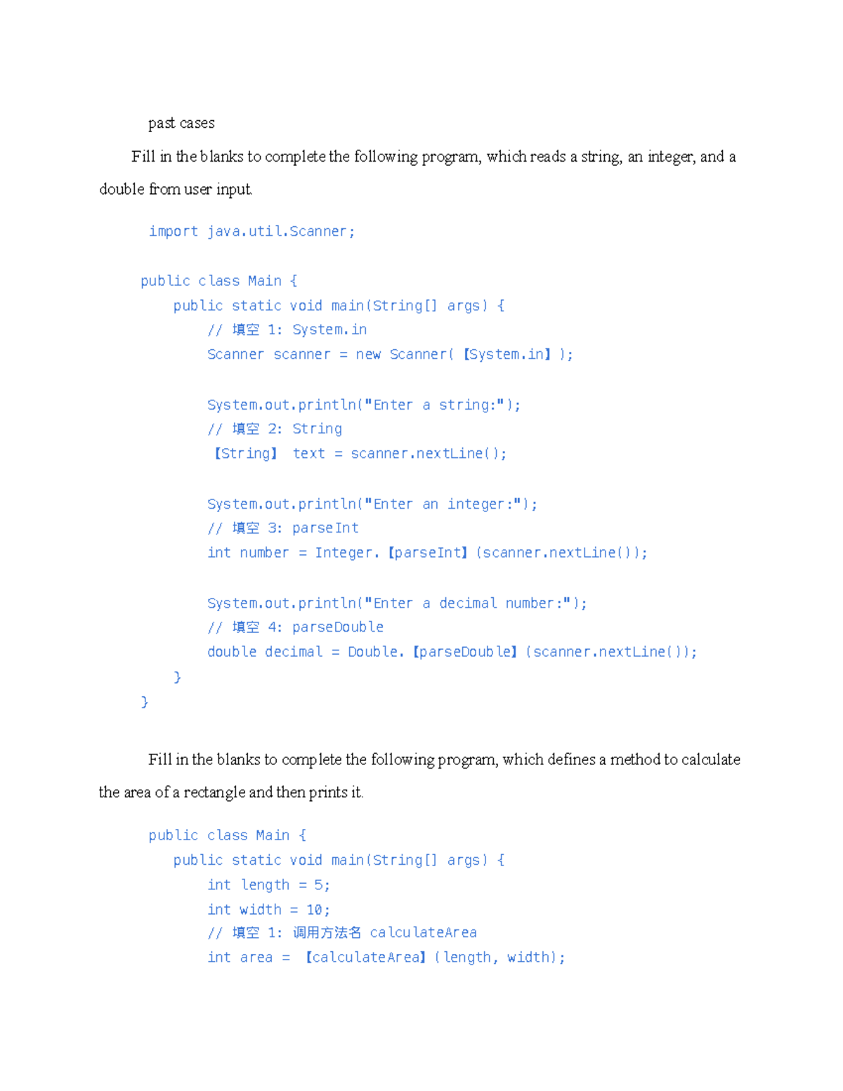 Java Programming - Past Cases and Code Completion Exercises - Studocu
