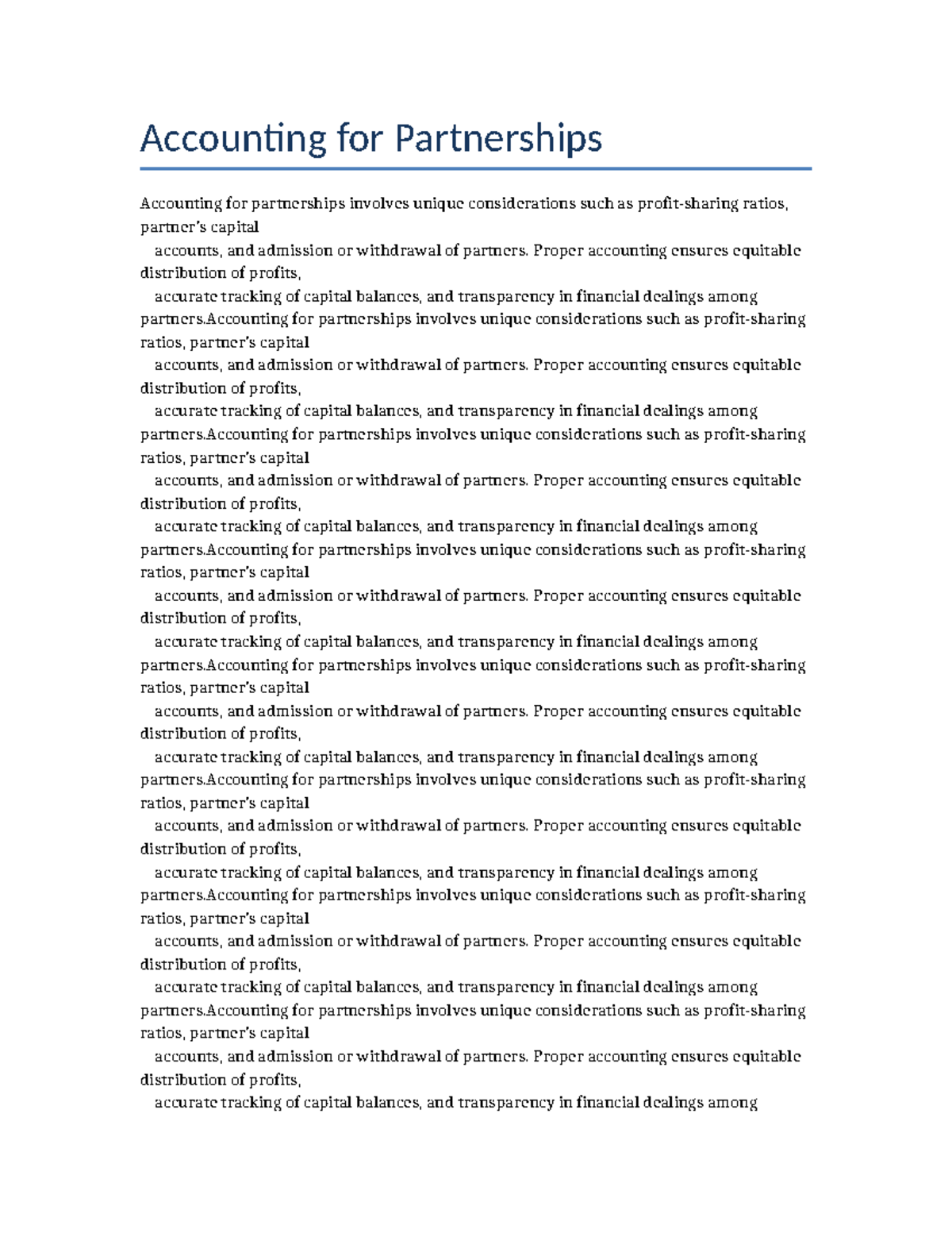 ACC 101: Accounting for Partnerships - Key Considerations - Studocu