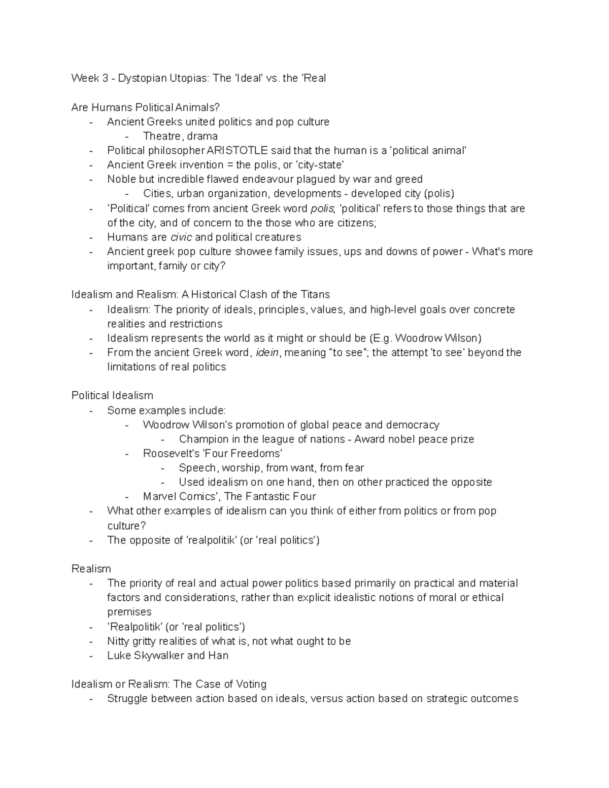 Poli Sci 2142 Lecture Notes: Dystopian Utopias and Political Ideologies ...