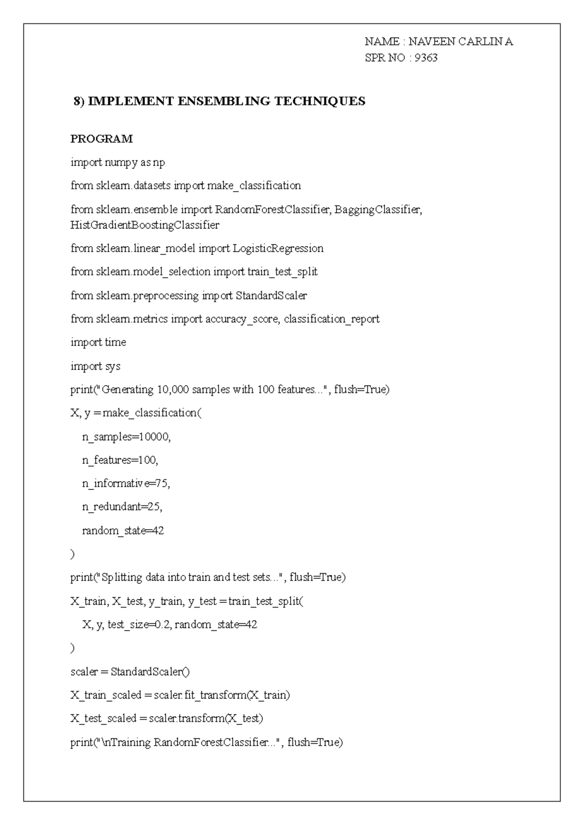 CS101 Final Exam: Implementing Bayesian Network with Naive Bayes - Studocu