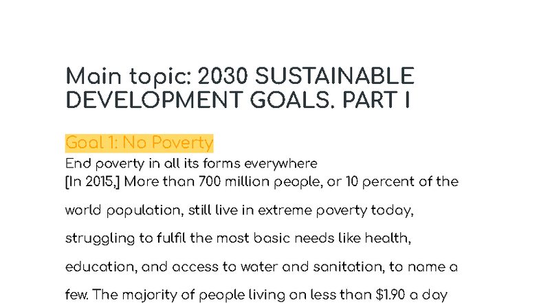 2030 Sustainable Development Goals: Focus on Poverty, Health ...