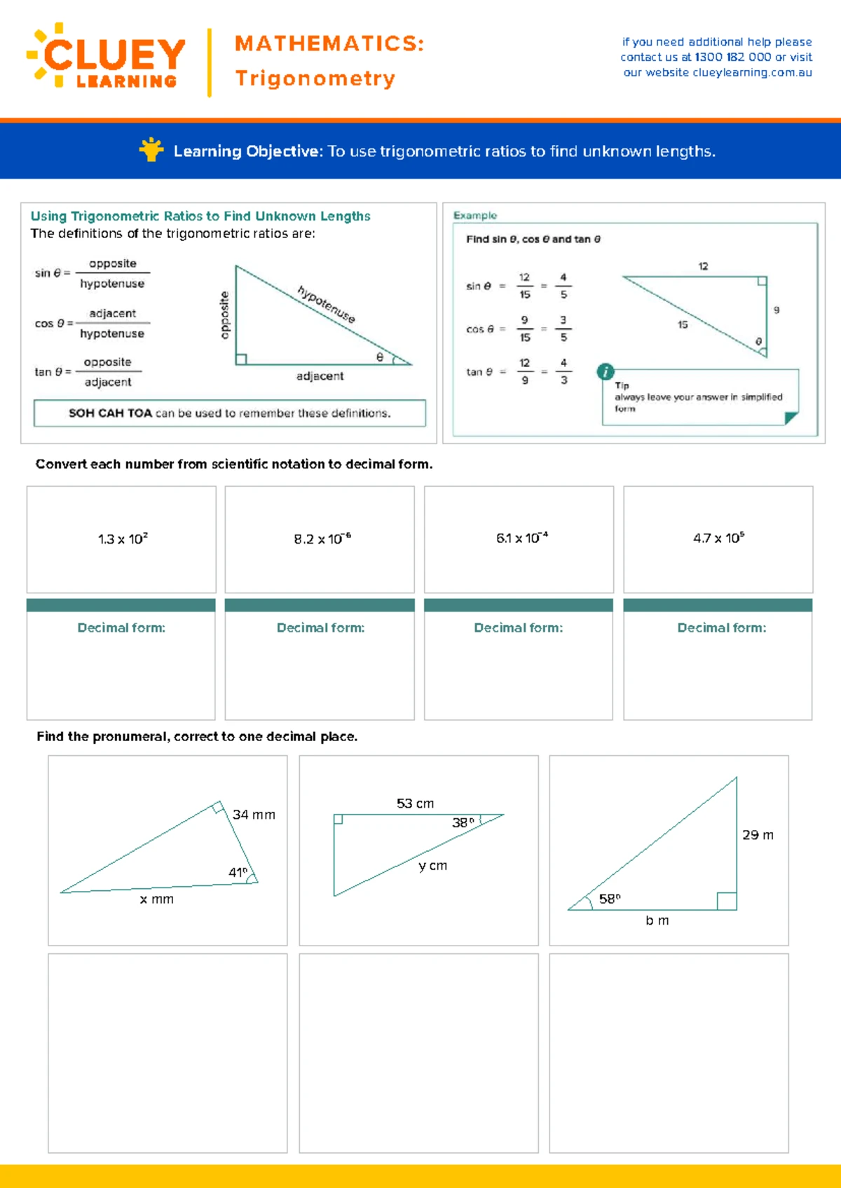 Trigonometry Lengths Worksheet - Kuta Software - Infinite Algebra 1 ...