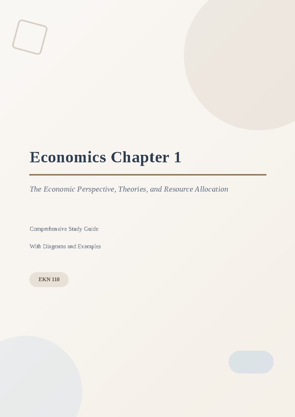 EKN 110 Economics Chapter 1 Study Guide - Studocu