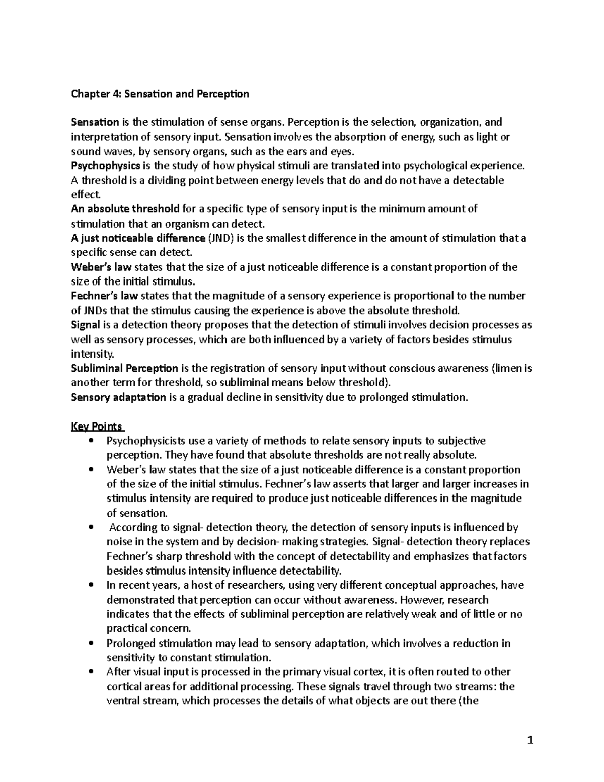 Chapter 4 - Key Concepts of Sensation and Perception in Psychology ...