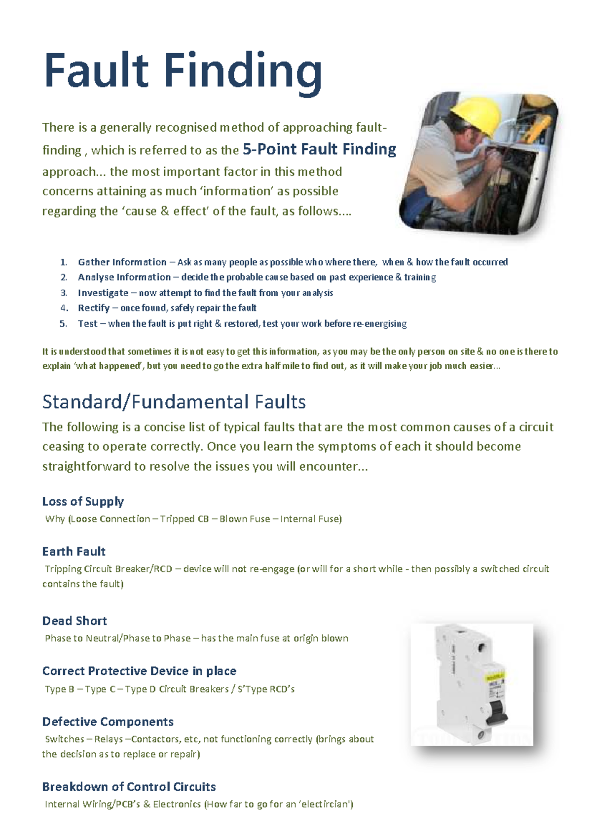 Fault Finding Techniques and Protective Devices - Understanding 5-Point ...