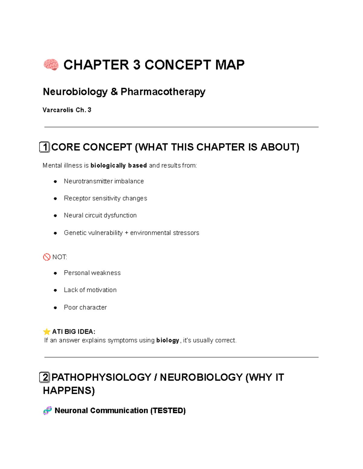 MH 2 Exam Concept Map: Neurobiology & Stress Responses - Studocu
