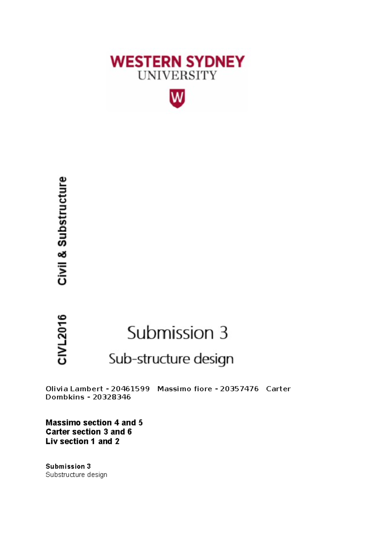 Civil Engineering Substructure Design Submission 3 Analysis - Studocu