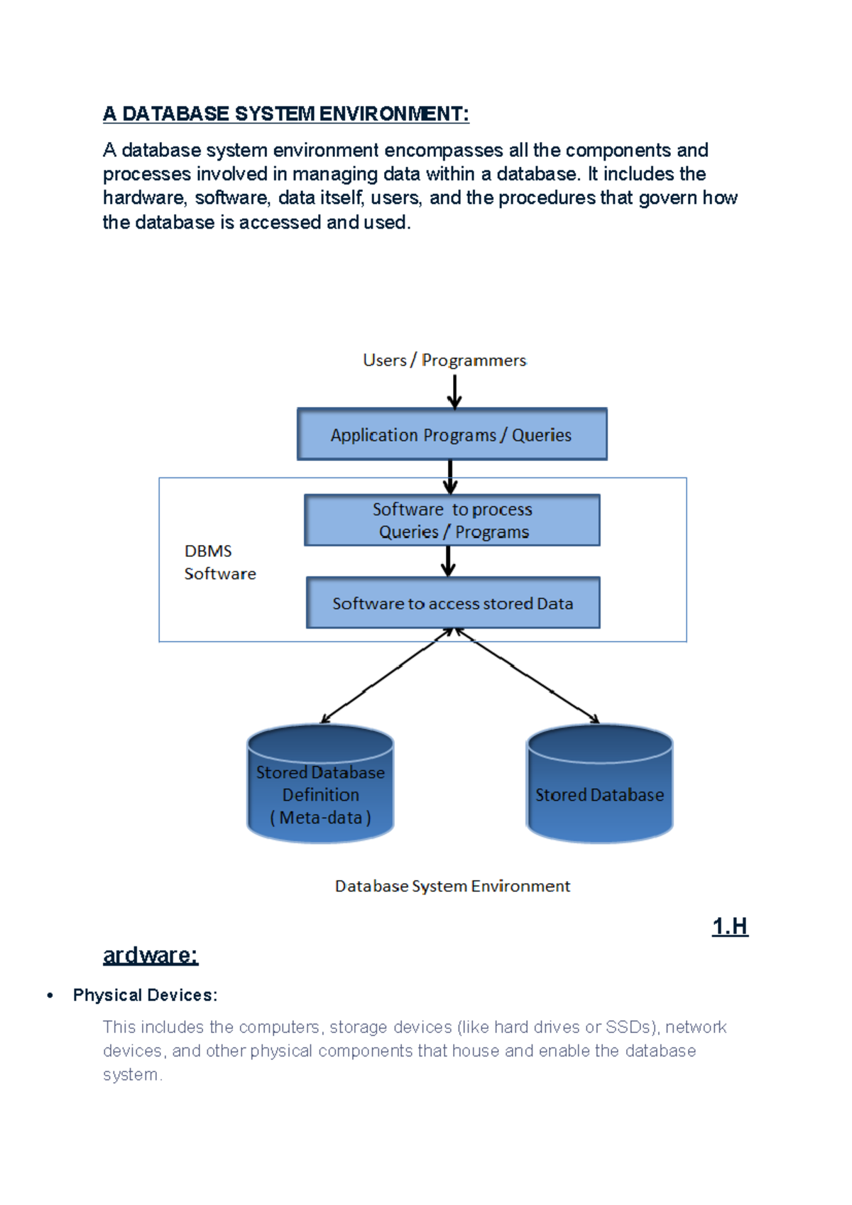 RDBMS Unit: Understanding Database System Environments - Studocu