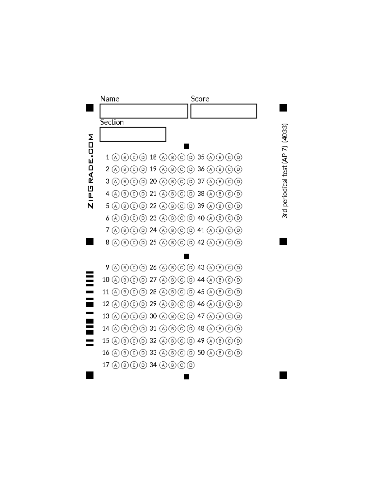 Score Report for 3rd Periodical Test (AP 7) - 4033 - Studocu