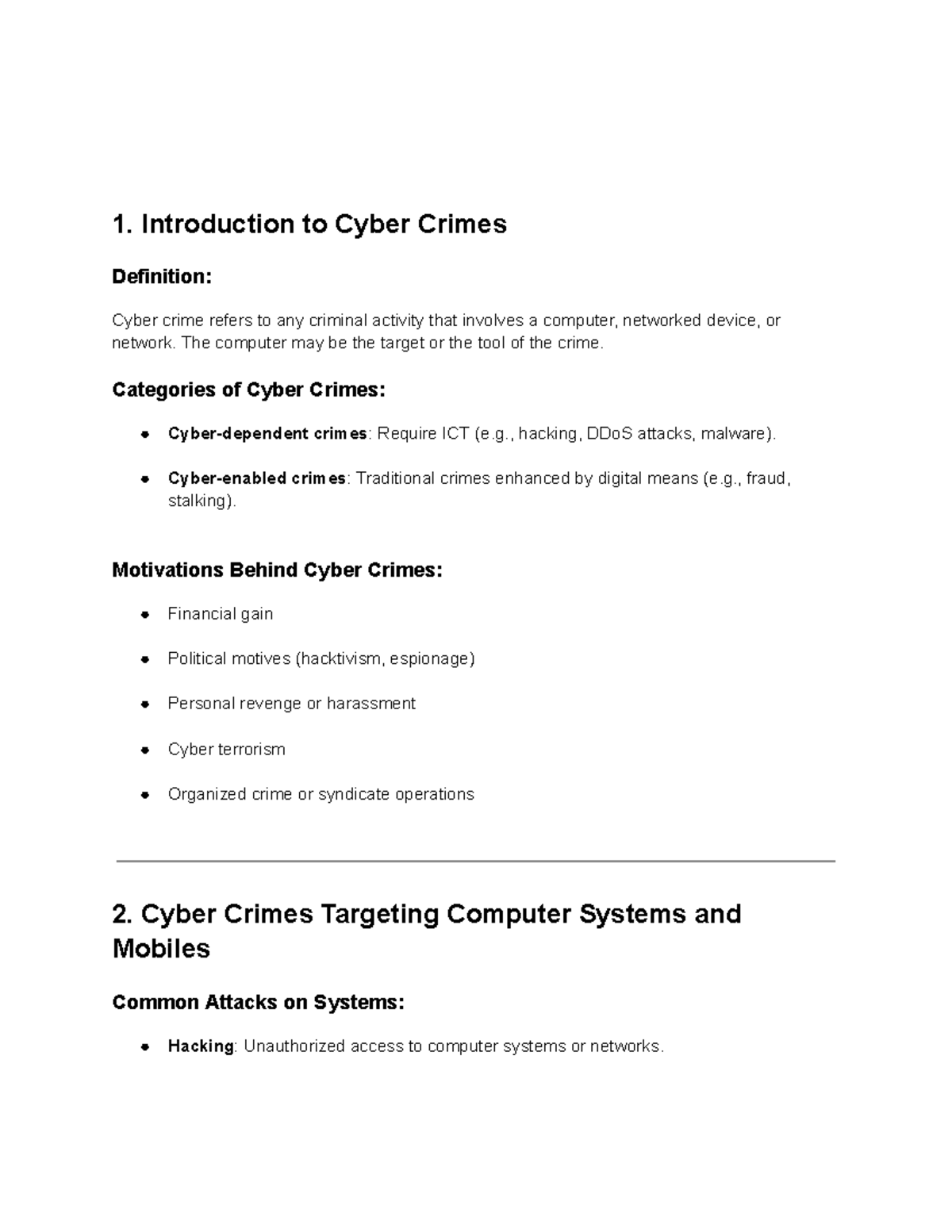 Cyber Crimes Overview: Definitions, Types, and Safety Tips (CS101 ...