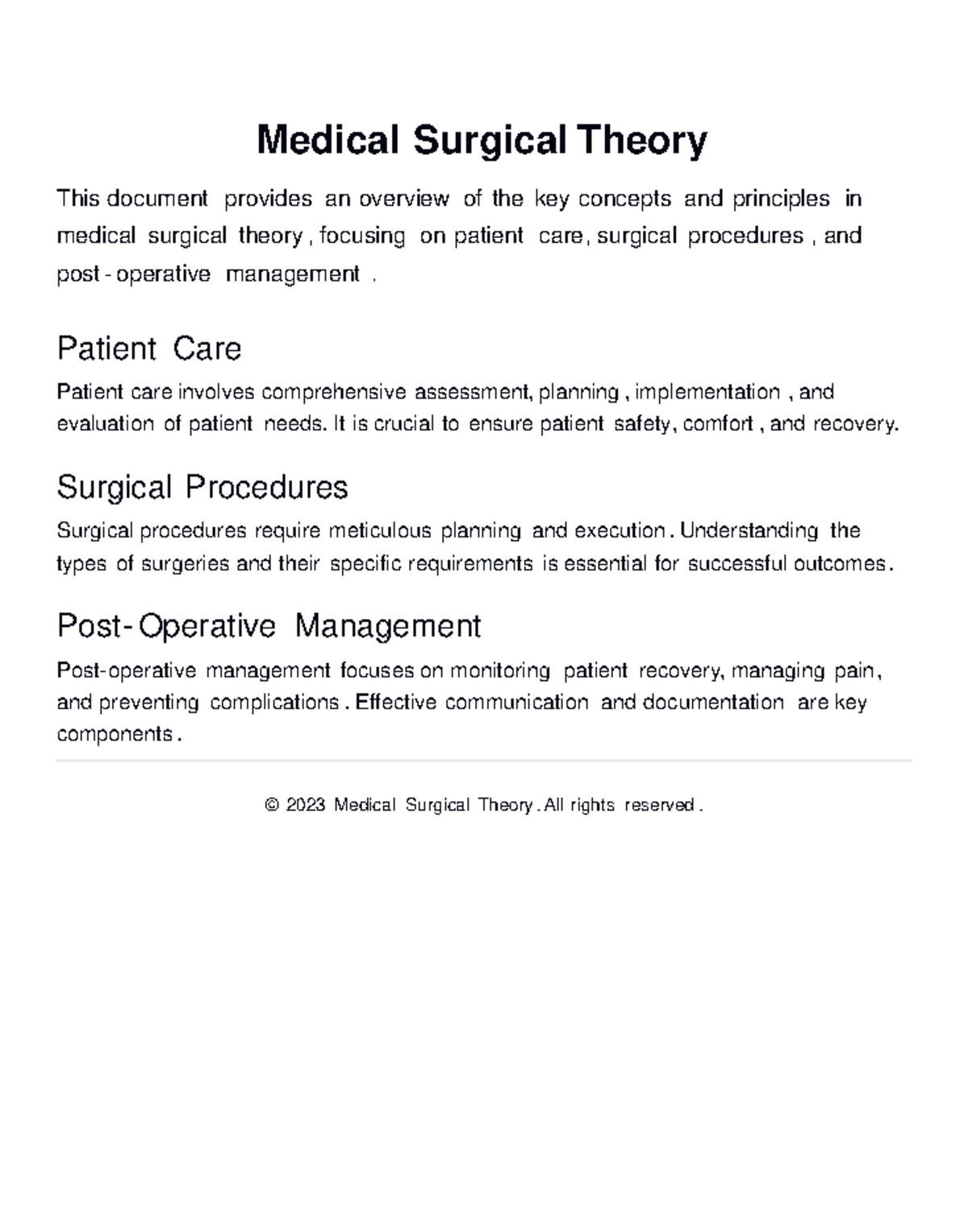 MS Theory - Key Concepts in Medical Surgical Care - Studocu