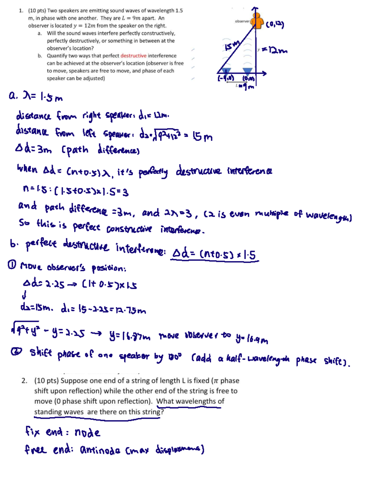 Physics 10 121 Homework 2: Interference Patterns and Calculations - Studocu