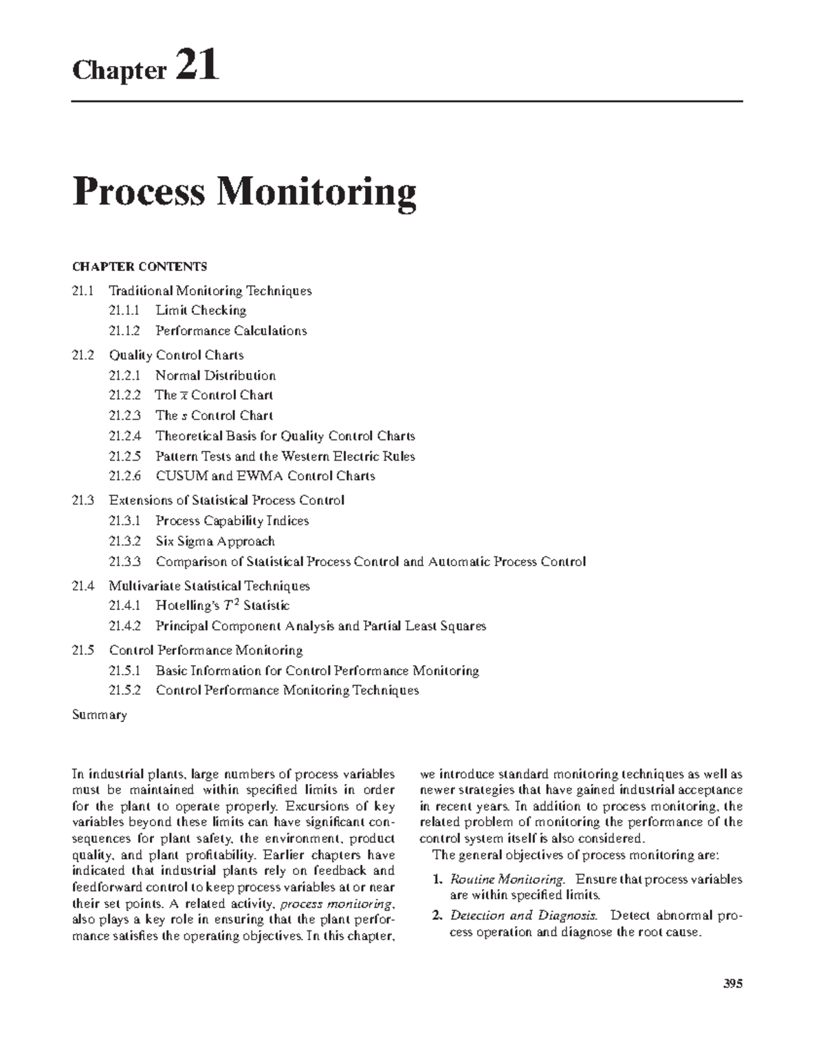Chapter 21: Process Monitoring Techniques and Strategies - Studocu
