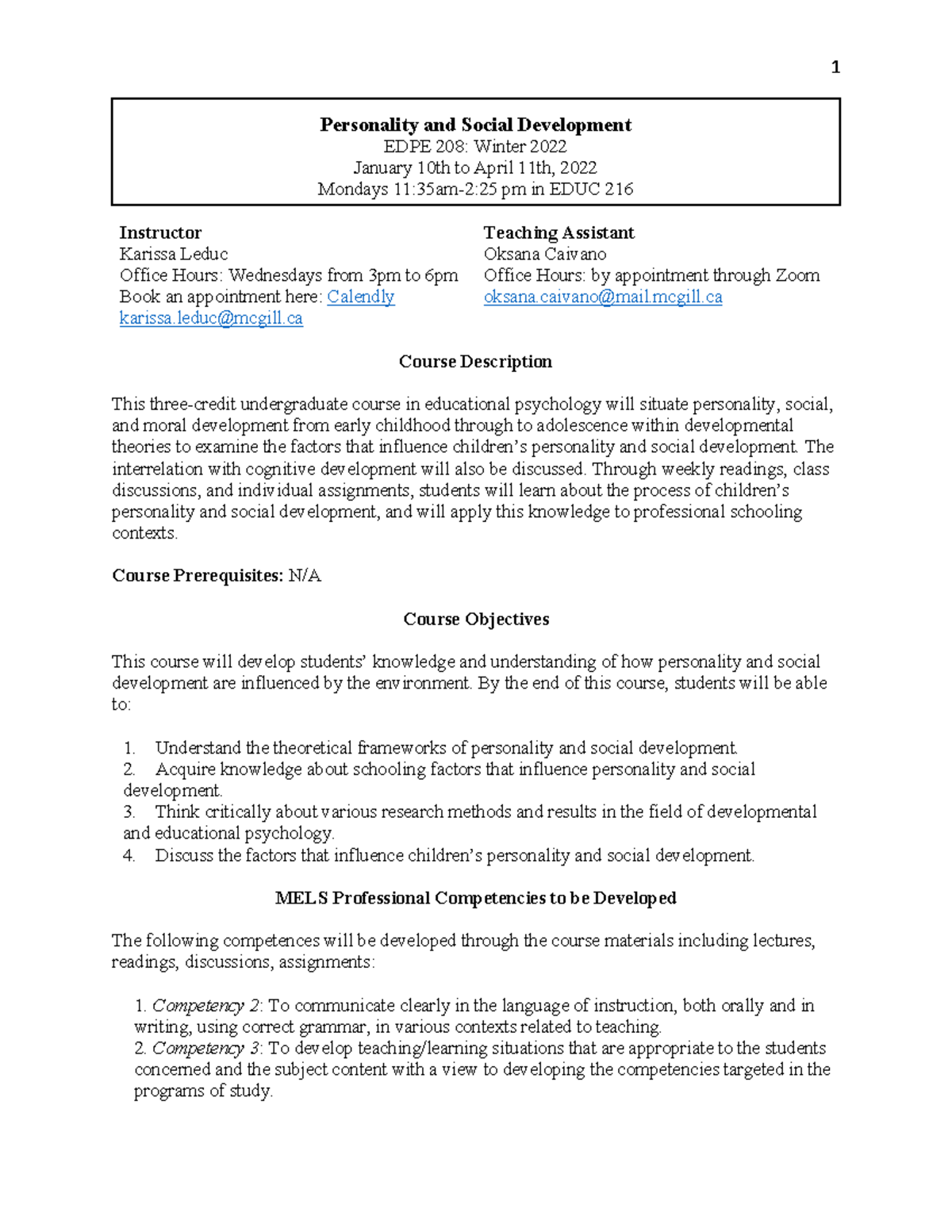 EDPE 208 Winter 2022 Course Syllabus: Personality & Social Development ...