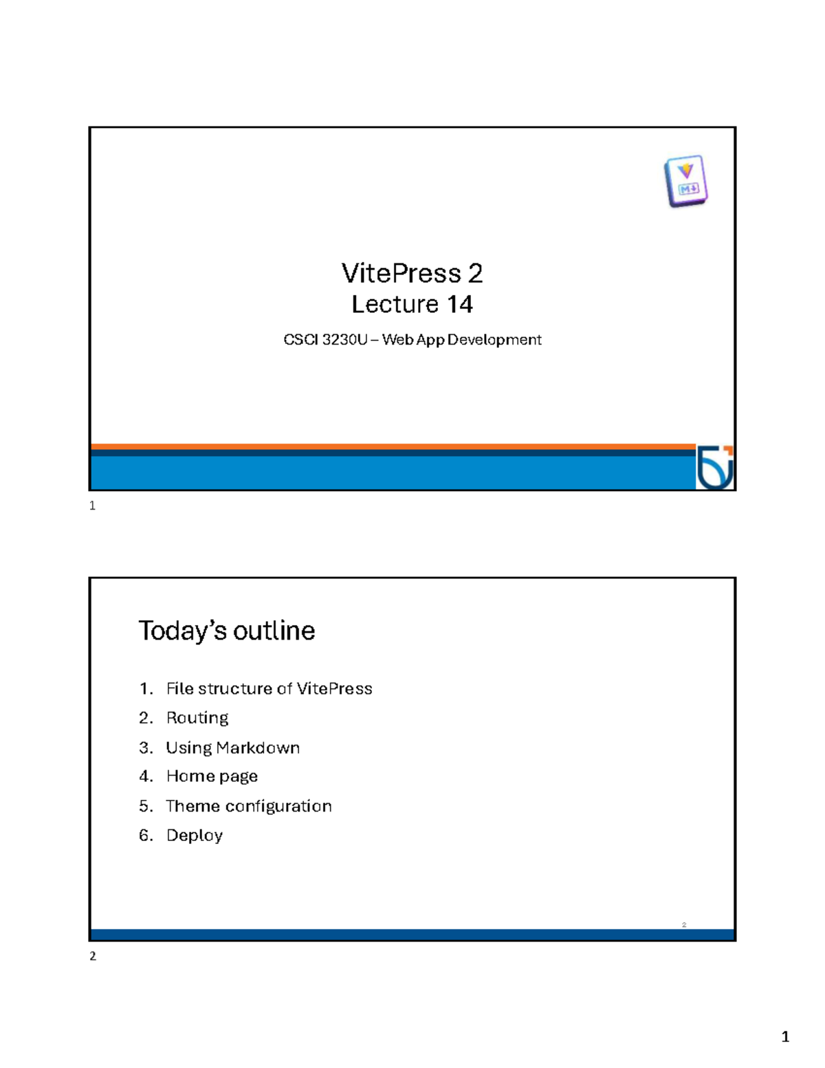 CSCI 3230U Lecture 14: VitePress Overview - Studocu
