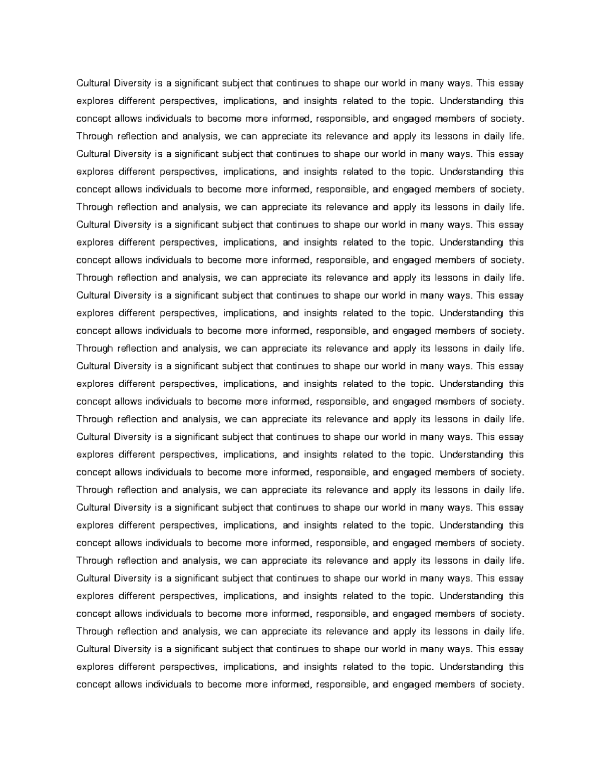 Cultural Diversity Essay: Insights and Perspectives on Society - Studocu