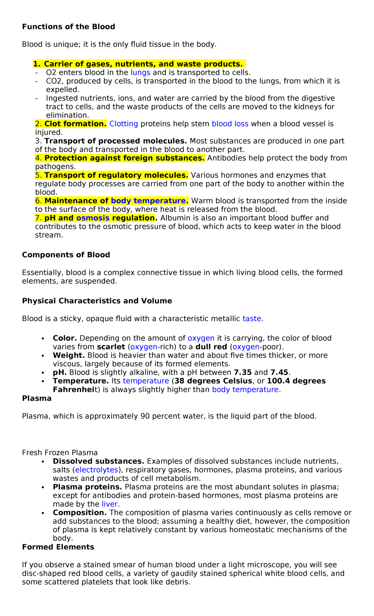 Functions of Blood: Key Roles and Characteristics in Human Physiology ...