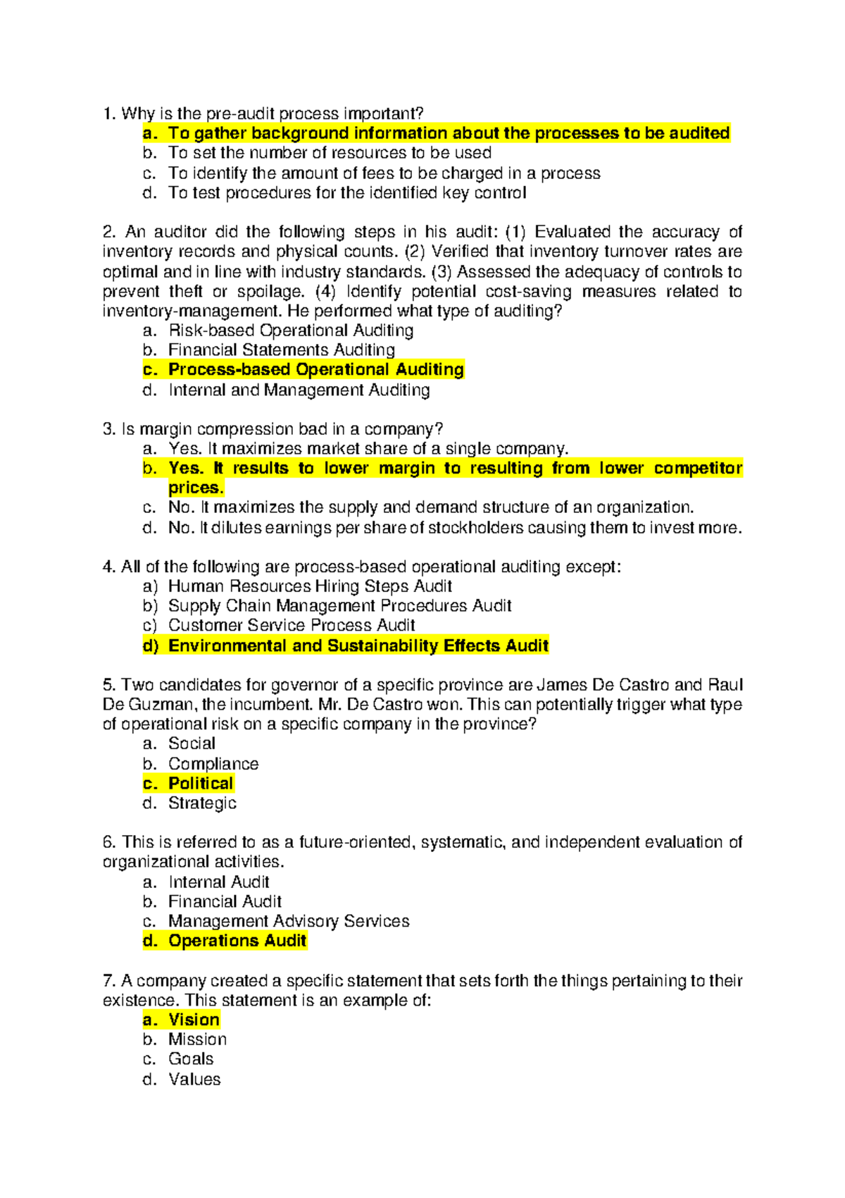 Audit Reviewer for Exam - Why is the pre-audit process important? a. To ...