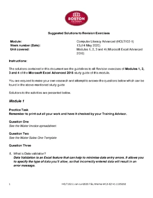 Computer Literacy Advanced (HCLT102-1) Course Outline and Assessment ...