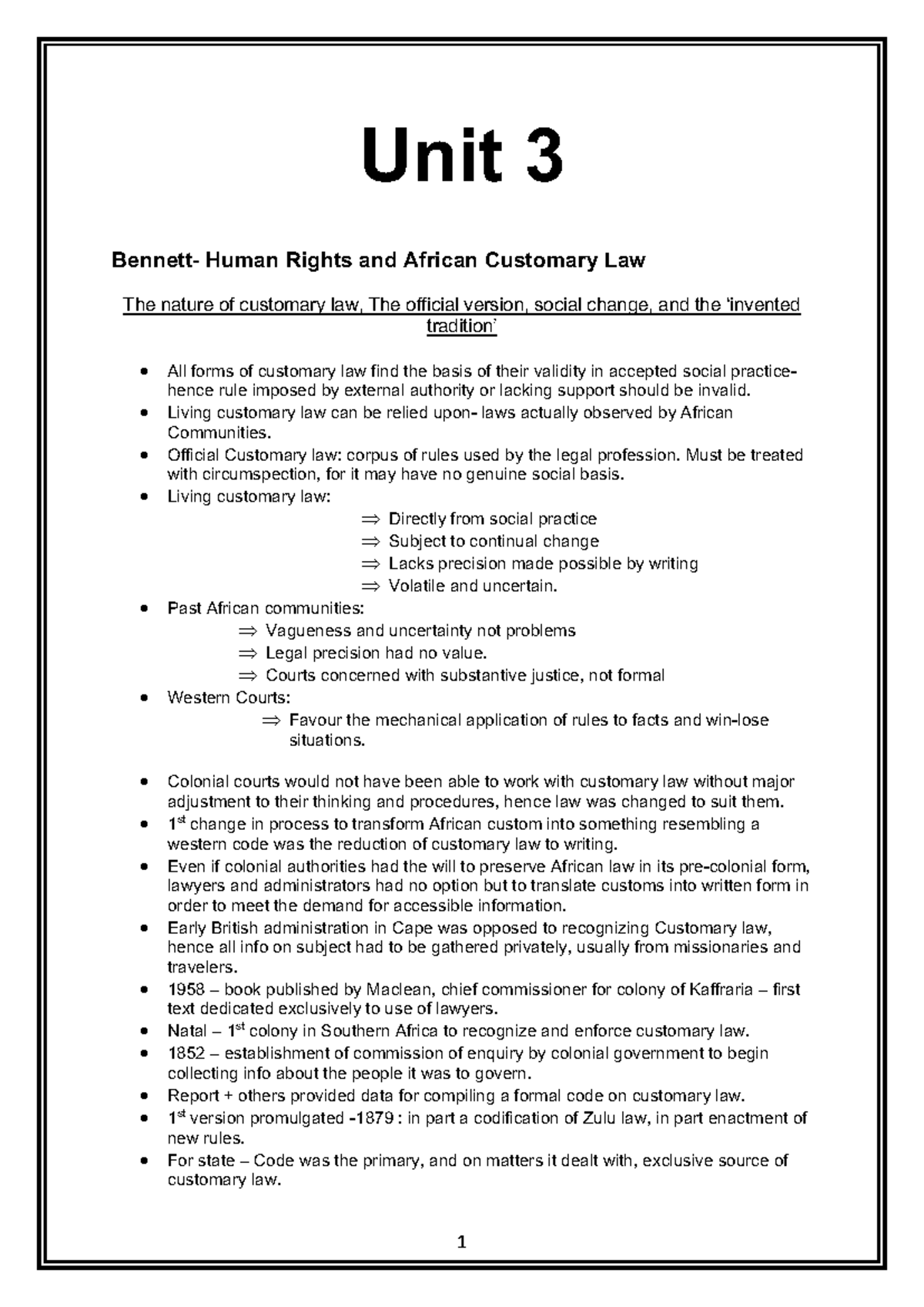 Unit 3: Human Rights and African Customary Law - A Comprehensive ...