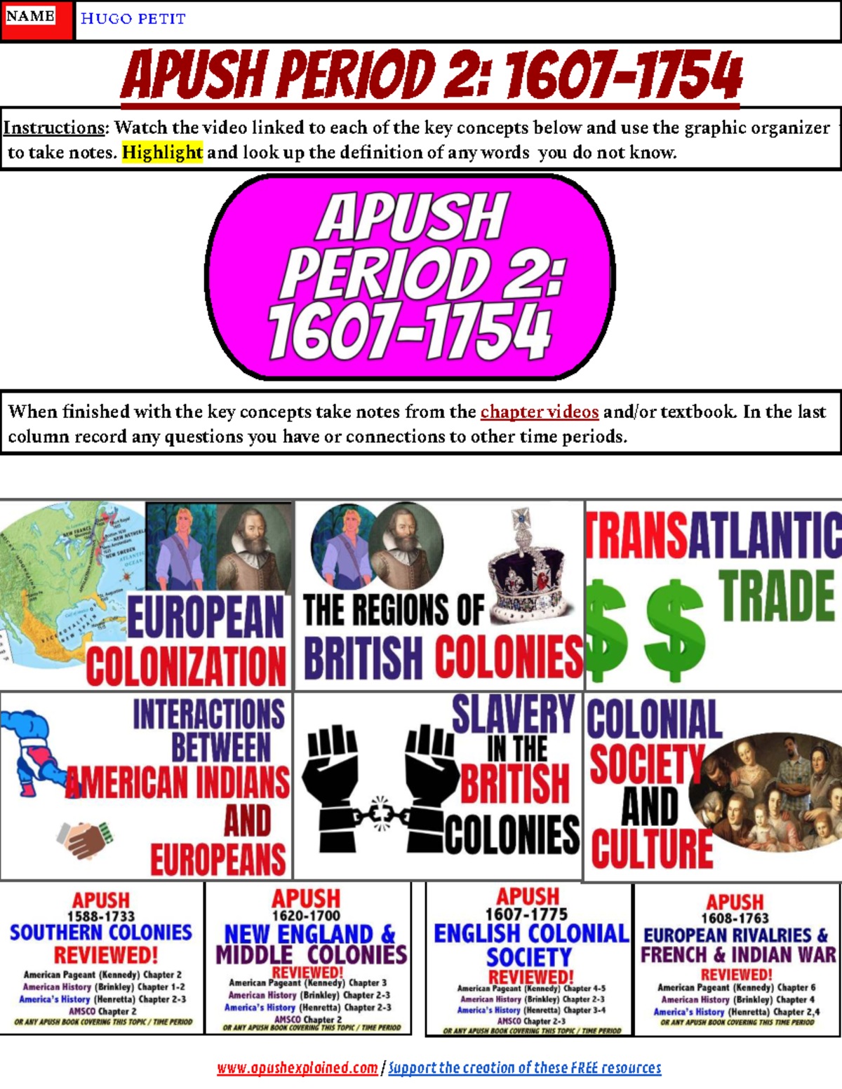 APUSH Period 2: Comprehensive Summer Notes on Colonial America - Studocu