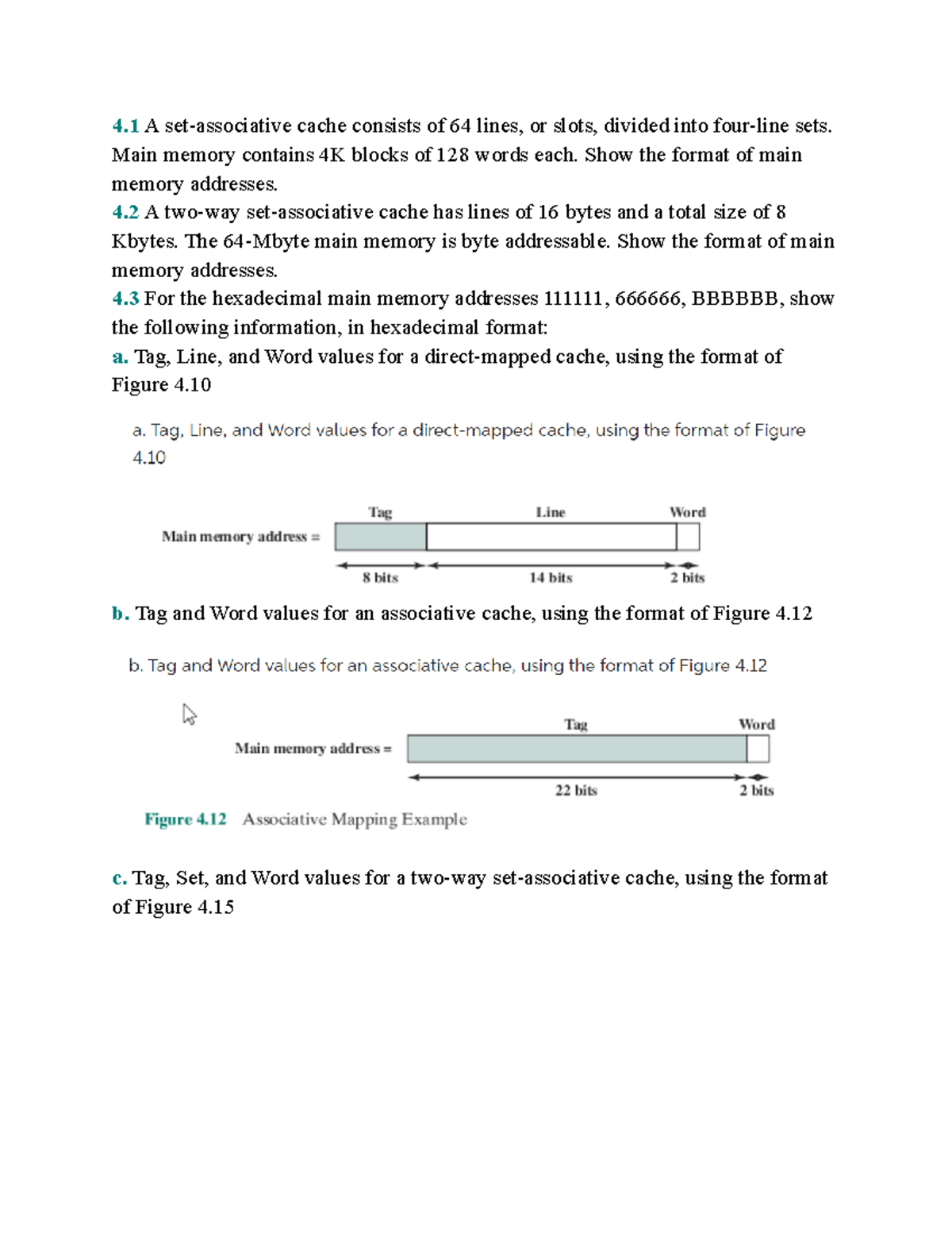 Exercise Chapter 4 - Set-Associative Cache Concepts and Mem. Addressing ...