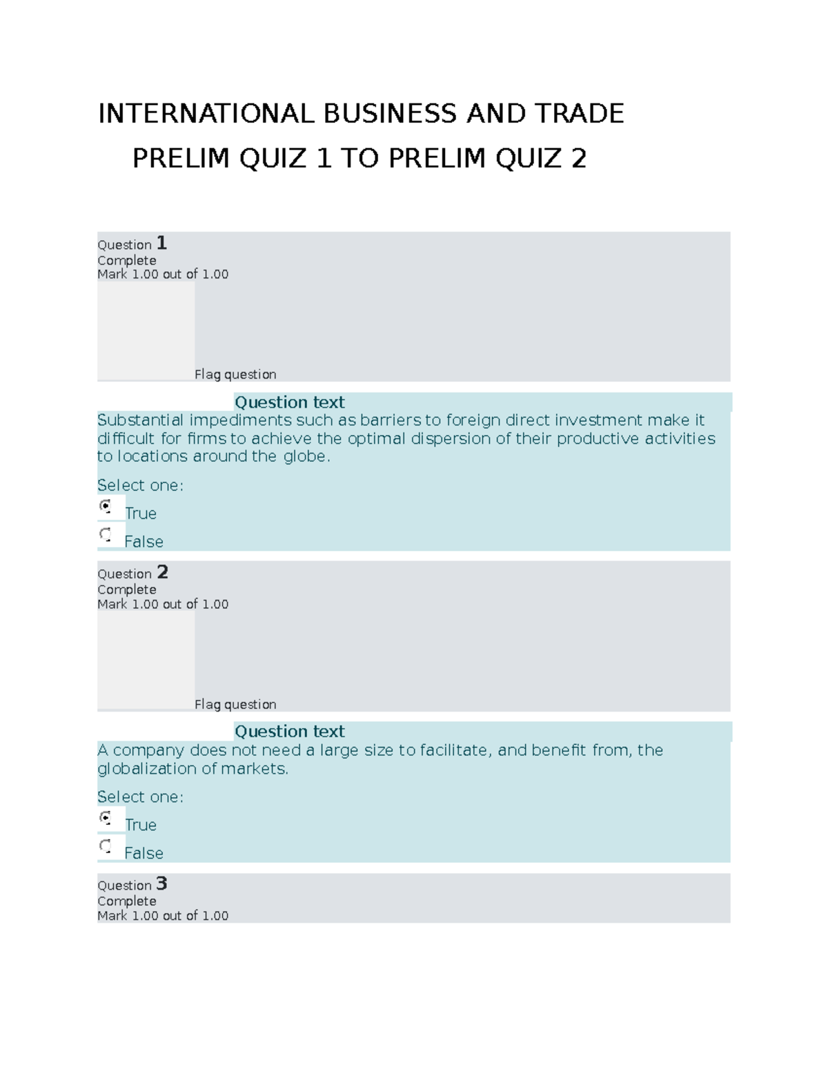 International Business & Trade PQ1-PQ2 Study Guide and Questions - Studocu