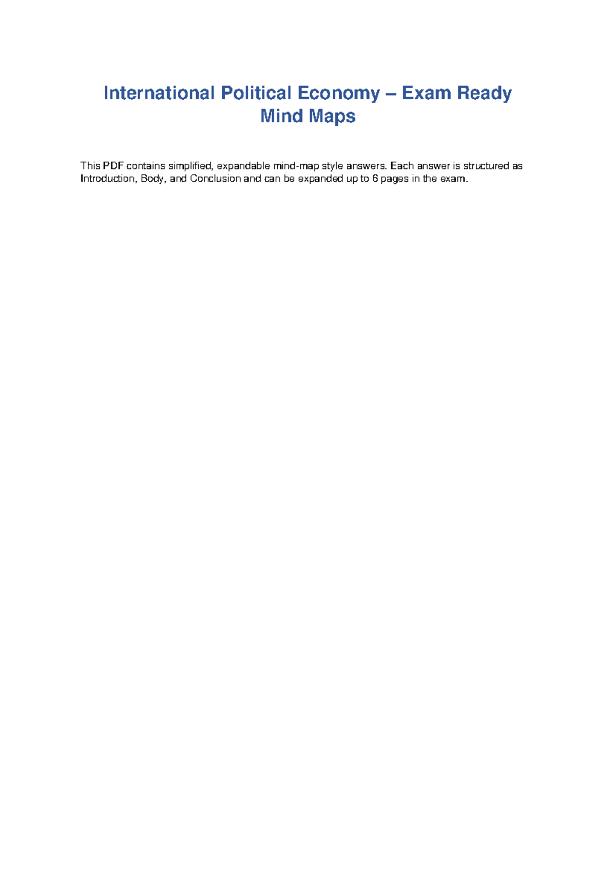 IPE Exam Ready Mind Maps: Economic Nationalism & Feminism - Studocu