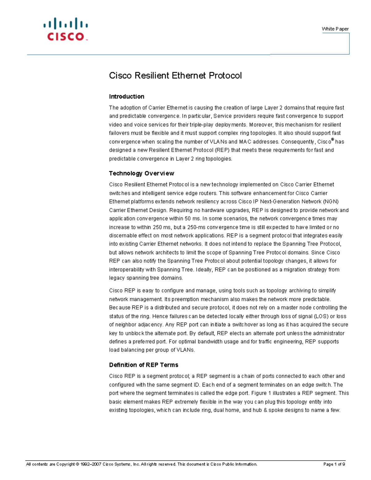 Rep-white-paper - dfsgsdf - Cisco Resilient Ethernet Protocol ...