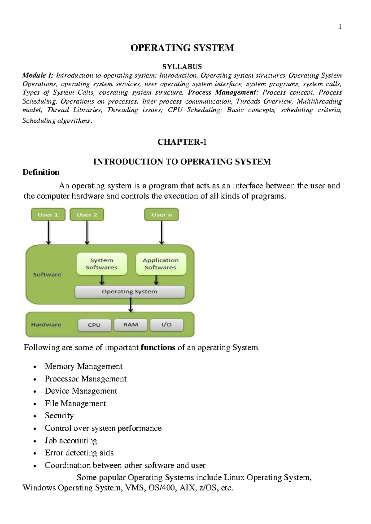 Operating Systems-converted - OPERATING SYSTEM SYLLABUS Module I ...