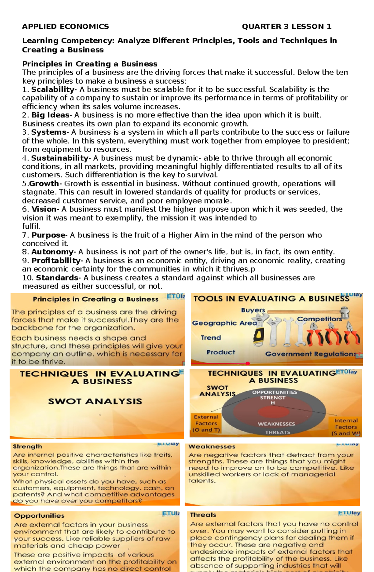 Analyze Different Principles Lesson 1 - APPLIED ECONOMICS QUARTER 3 ...
